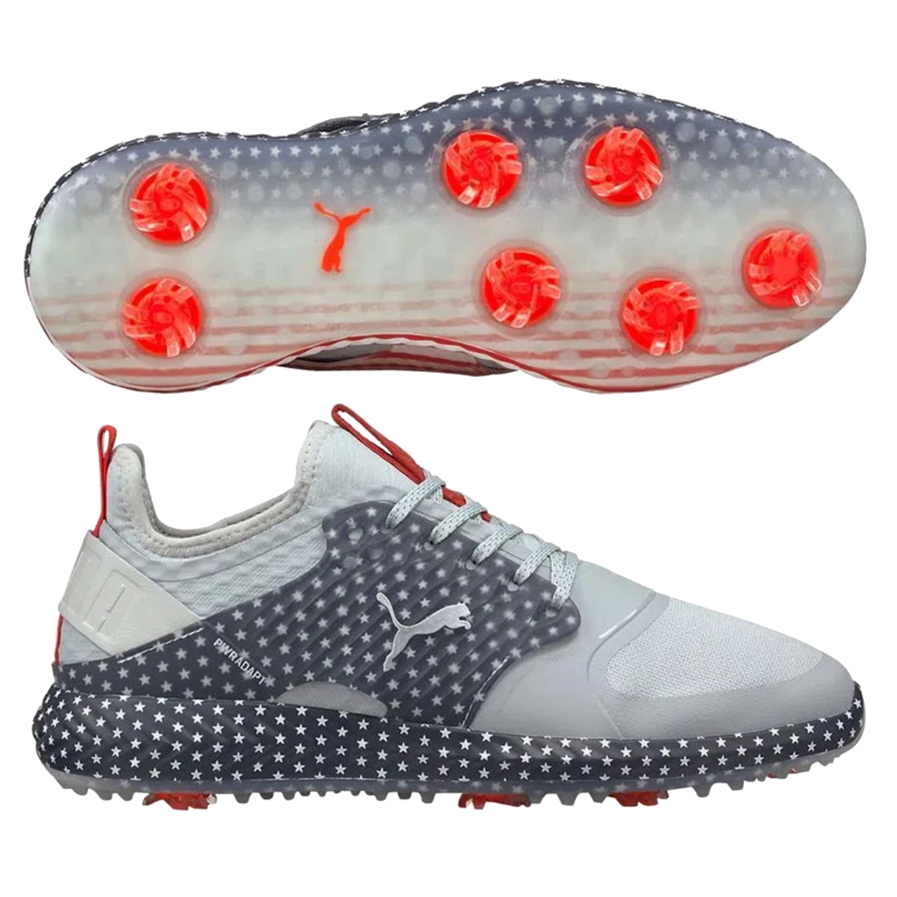 Puma Men's Limited Edition PWRADAPT Caged USA Golf Shoes - High Rise/Navy Blazer/High Risk Red