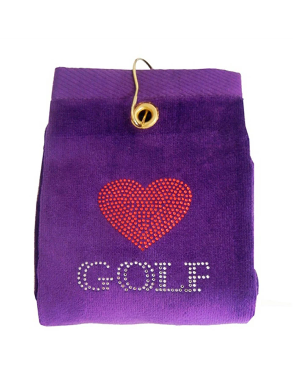 Navika Bling Heart Golf Towel Purple
