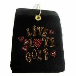 Navika Bling Live Love Golf Towel Black