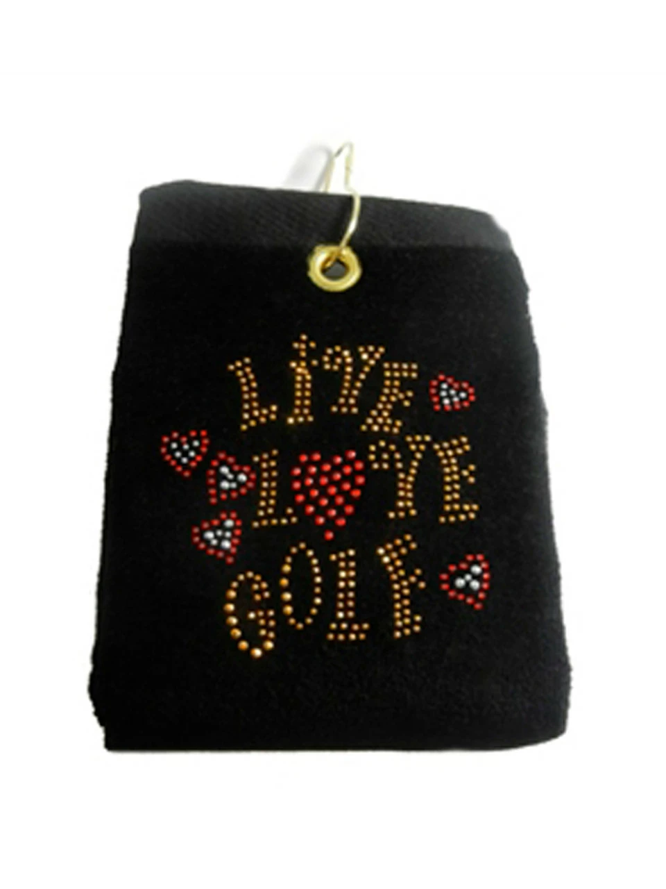 Navika Bling Live Love Golf Towel Black